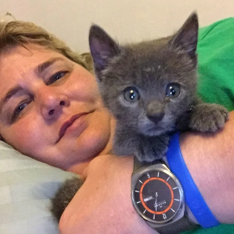 Tanya Jantz with a kitten