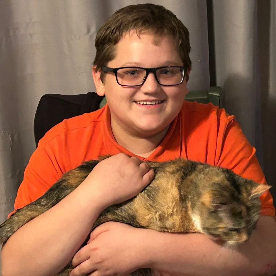 Terry Sutton with a cat